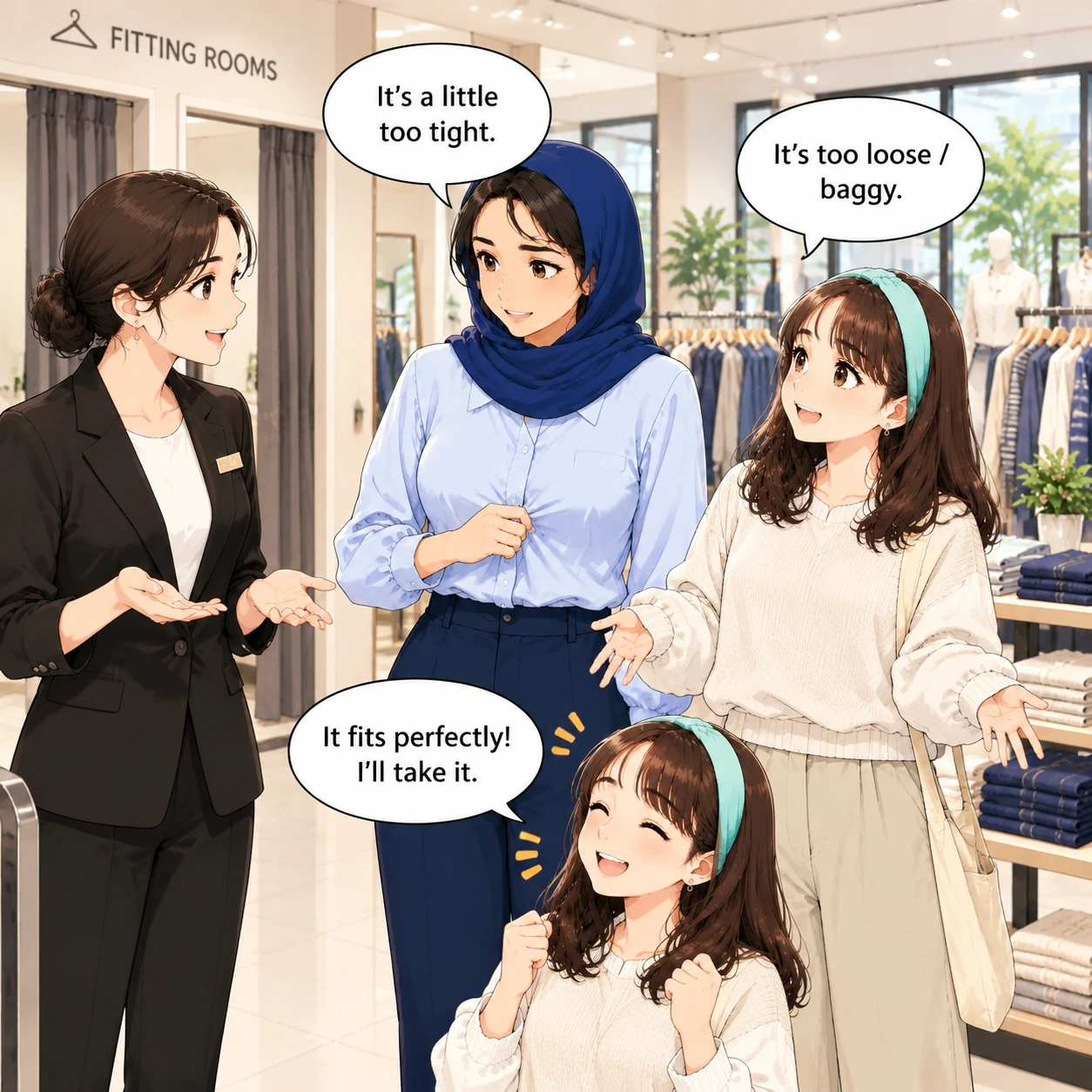 خرید لباس و سایز پرسیدن در فروشگاه به زبان انگلیسی